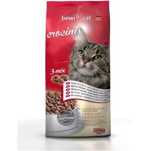 Ξηρά τροφή γάτας Βewi-Cat Crocinis (3mix) 20kg + Δώρο άμμος Benty Sandy απλή 5kg