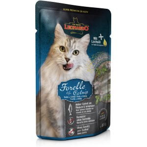 Υγρή τροφή γάτας σε φακελάκι LEONARDO Finest Selection Pouches Πέστροφα και Catnip 85g