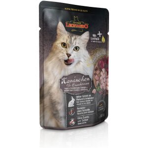 Υγρή τροφή γάτας σε φακελάκι LEONARDO Finest Selection Pouches Λαγός και Cranberries 85g
