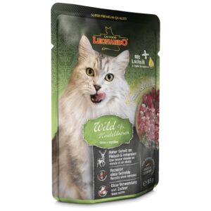 Υγρή τροφή γάτας σε φακελάκι LEONARDO Finest Selection Pouches Kυνήγι και Μύρτιλα 85g