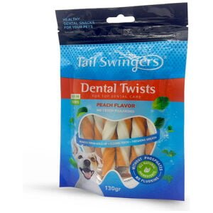 Dental λιχουδιά σκύλου Tailswingers Dental Twists με γεύση Ροδάκινο 130gr