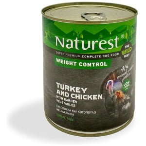 Κονσέρβα σκύλου Naturest Weight Control Γαλοπούλα, Κοτόπουλο και Λαχανικά 800g