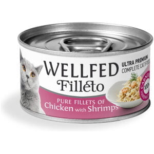 Κονσερβάκια γάτας Wellfed Filleto Κοτόπουλο και Γαρίδες 70gr
