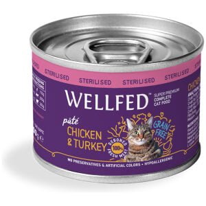 Κονσέρβα γάτας πατέ Wellfed Sterilized Κοτόπουλο και Γαλοπούλα 200gr