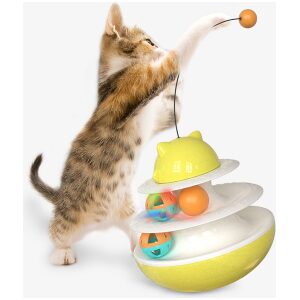 SHAKE THE TURNTABLE CAT TOY YELLOW 191 X 199MM