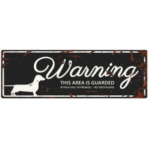 D&D HOMECOLLECTION WARNING  SIGN DACHSHUND BLACK - English Version