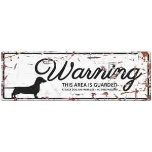 D&D HOMECOLLECTION WARNING  SIGN DACHSHUND WHITE - English Version