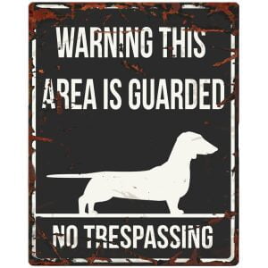 D&D HOMECOLLECTION WARNING  SIGN SQUARE DACHSHUND BLACK - English Version