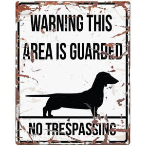 D&D HOMECOLLECTION WARNING  SIGN SQUARE DACHSHUND WHITE - English Version