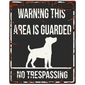 D&D HOMECOLLECTION WARNING  SIGN SQUARE JACK RUSSEL BLACK - English Version