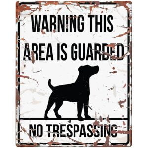 D&D HOMECOLLECTION WARNING  SIGN SQUARE JACK RUSSEL WHITE - English Version
