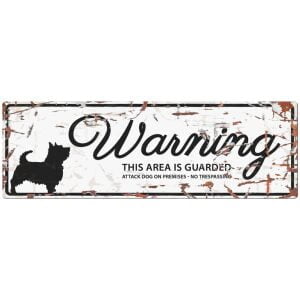 D&D HOMECOLLECTION WARNING  SIGN TERRIER WHITE - English Version