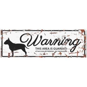 D&D HOMECOLLECTION WARNING  SIGN BULL TERRIER WHITE - English Version