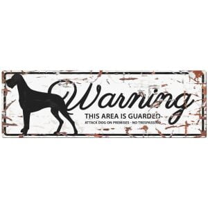 D&D HOMECOLLECTION WARNING  SIGN DANISH DOG WHITE - English Version