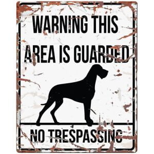D&D HOMECOLLECTION WARNING  SIGN SQUARE DANISH DOG WHITE - English Version