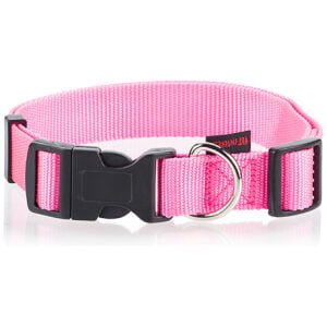 Αυξομειούμενο μονόχρωμο κολάρο με πλαστικό PET INTEREST Dog collar plain Fl.Pink Small 1,5x22-40cm