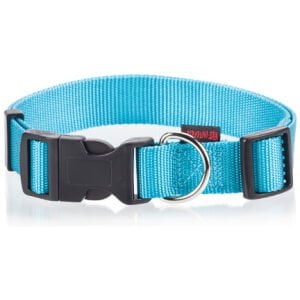 Αυξομειούμενα μονόχρωμα κολάρα με πλαστικό κλιπ PET INTEREST Dog collar plain  Fl.Blue Medium 2x32-50cm