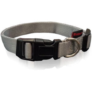 Αυξομειούμενα μονόχρωμα κολάρα με πλαστικό κλιπ PET INTEREST Dog collar plain  Grey Large 2,5x47-70cm