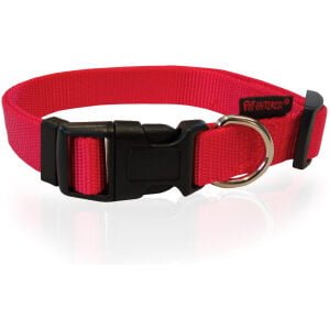 Αυξομειούμενα μονόχρωμα κολάρα με πλαστικό κλιπ PET INTEREST Dog collar plain  Red Medium 2x32-50cm