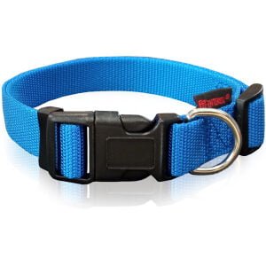Αυξομειούμενα μονόχρωμα κολάρα με πλαστικό κλιπ PET INTEREST Dog collar plain  Blue Medium 2x32-50cm
