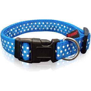 Αυξομειούμενα κολάρα με πλαστικό κλιπ PET INTEREST Dog collar dots Blue Medium 2x32-50cm
