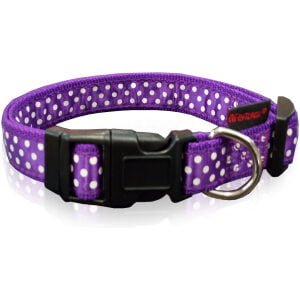 Αυξομειούμενα κολάρα με πλαστικό κλιπ PET INTEREST Dog collar dots Purple Small 1,5x22-40cm