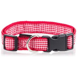 Αυξομειούμενα κολάρα με πλαστικό κλιπ PET INTEREST Dog collar check Red Large 2,5x47-70cm