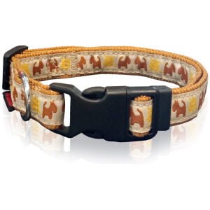 Αυξομειούμενα κολάρα με πλαστικό κλιπ PET INTEREST Dog collar Dogs in Love Ivory Large 2,5x47-70cm