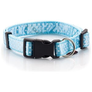 Αυξομειούμενα κολάρα με πλαστικό κλιπ PET INTEREST Dog collar dots L.Blue X Small 1,5x19-33cm
