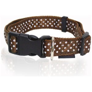 Αυξομειούμενα κολάρα με πλαστικό κλιπ PET INTEREST Dog collar dots Choco Large 2,5x47-70cm