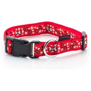 Αυξομειούμενα κολάρα με πλαστικό κλιπ PET INTEREST Dog collar Cute Bones Red Large 2,5x47-70cm