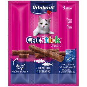 Λιχουδιά γάτας Vitakraft Cat Stick Mini Μπακαλιάρο & Τόνο 3τεμ