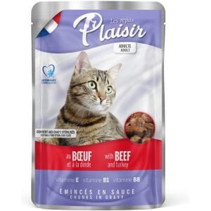 Υγρή τροφή για στειρωμένες γάτες σε φακελάκι Plaisir Sterilized Βοδινό 100γρ