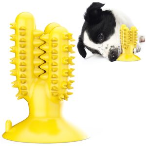Οδοντικό παιχνίδι για σκύλους σε σχήμα κάκτου κίτρινο 128x92x92mm