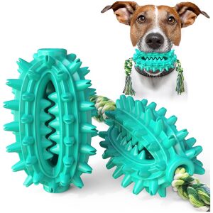 Οδοντικό παιχνίδι για σκύλους σε σχήμα μπάλα-κάκτος με σχοινί γαλάζιο 420x80mm