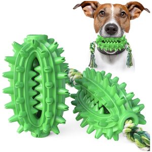 Οδοντικό παιχνίδι για σκύλους σε σχήμα μπάλα-κάκτος με σχοινί πράσινο 420x80mm