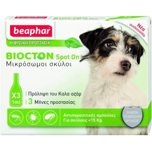Αντιπαρασιτικές αμπούλες για σκύλους Beaphar Biocton Spot-On S Σκύλος μέχρι 15Kg