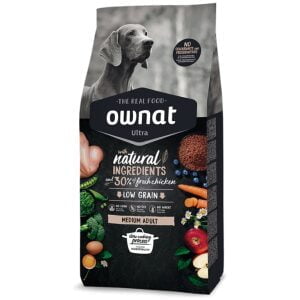 Ξηρά τροφή σκύλου Ownat Ultra Medium Adult Κοτόπουλο 14Kg + Δώρο κουβάς αποθήκευσης τροφής Ownat