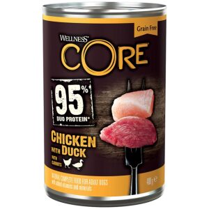 Κονσέρβα σκύλου Wellness Core Duo Protein Κοτόπουλο & Πάπια με Καρότα 400gr