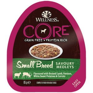 Δισκάκι σκύλου Wellness Core Small Breed Savory Medleys Αρνί, Ελάφι, Λευκή Γλυκοπατάτα & Καρότα 85gr