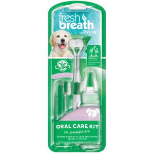 Σετ για τη στοματική υγιεινή των σκύλων TropiClean Fresh Breath Puppy Oral Care Kit