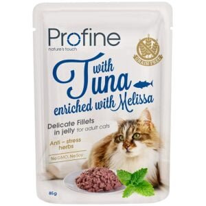 Υγρή τροφή γάτας Profine - Delicate Fillets in Jelly - Τόννος με μελισσόχορτο 85gr