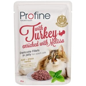 Υγρή τροφή γάτας Profine - Delicate Fillets in Jelly - Γαλοπούλα με μελισσόχορτο 85gr