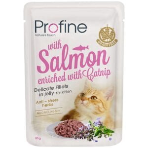 Υγρή τροφή γάτας Profine - Delicate Fillets in Jelly - Σολομός με Catnip 85gr