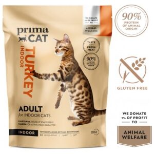 Ξηρά τροφή γάτας χωρίς γλουτένη Prima Cat Turkey Indoor Adult 1.4kg