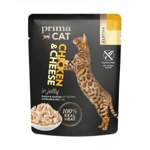 Υγρή τροφή γάτας Prima Cat Fillet Κοτόπουλο και Τυρί σε ζελέ 50gr