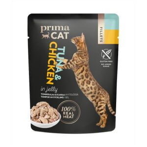 Υγρή τροφή γάτας Prima Cat Fillet Τόνος και Κοτόπουλο σε ζελέ 50gr
