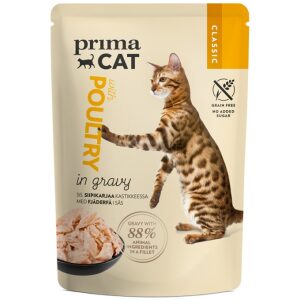 Υγρή τροφή γάτας Prima Cat Classic Πουλερικά σε ζωμό 85gr