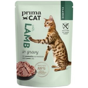 Υγρή τροφή γάτας Prima Cat Classic Αρνί σε ζωμό 85gr