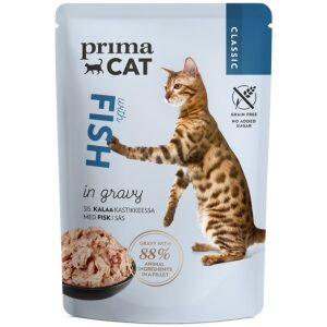 Υγρή τροφή γάτας Prima Cat Classic Ψάρια σε ζωμό 85gr